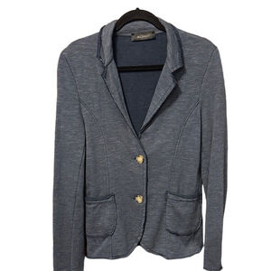 Via Strozzi Chic Blue Blazer with Raw Hem